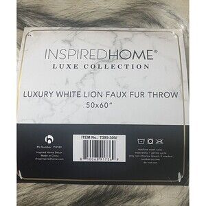 Inspired Home Soft White Lion Faux Fur Blanket Throw, 50"x68", Miley